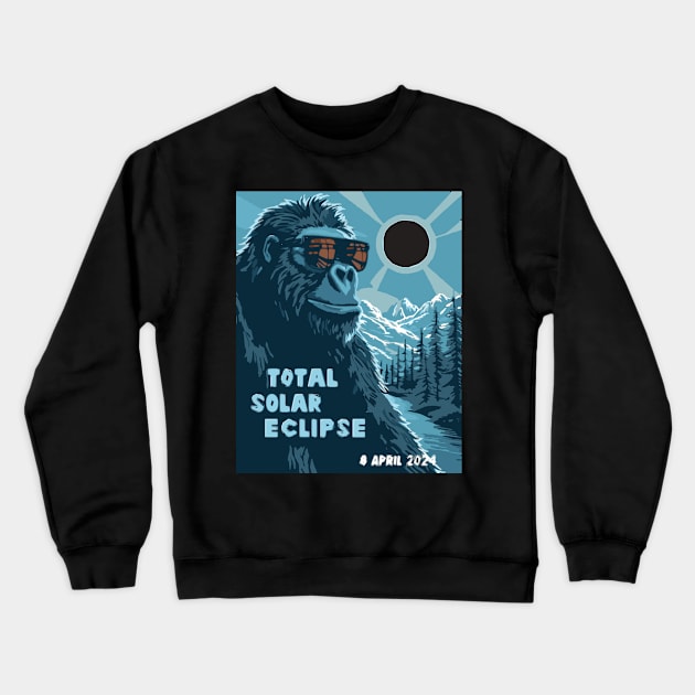 Cool Bigfoot Solar Eclipse 2024 Memorabilia Crewneck Sweatshirt by Obotan Mmienu